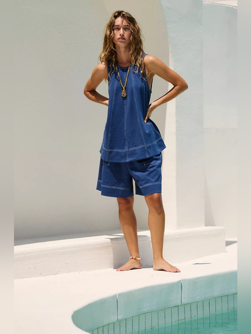 NWOT Free People Indigo Pull-On Bermuda Shorts